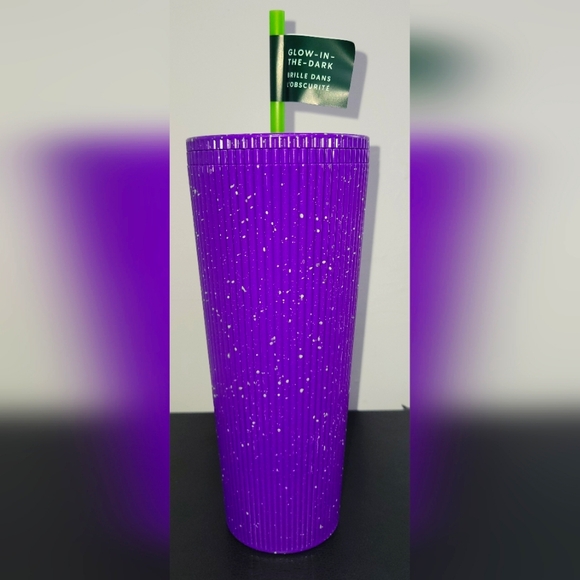 NWT Starbucks Halloween Tumbler 2024. Pleated Purple Glow In The Dark 24 Oz - Picture 2 of 3
